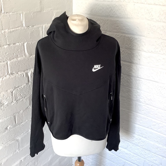 Nike Tops - Nike Cropped Oversize Hoodie - Size S - Black - Cotton - P2P 26”